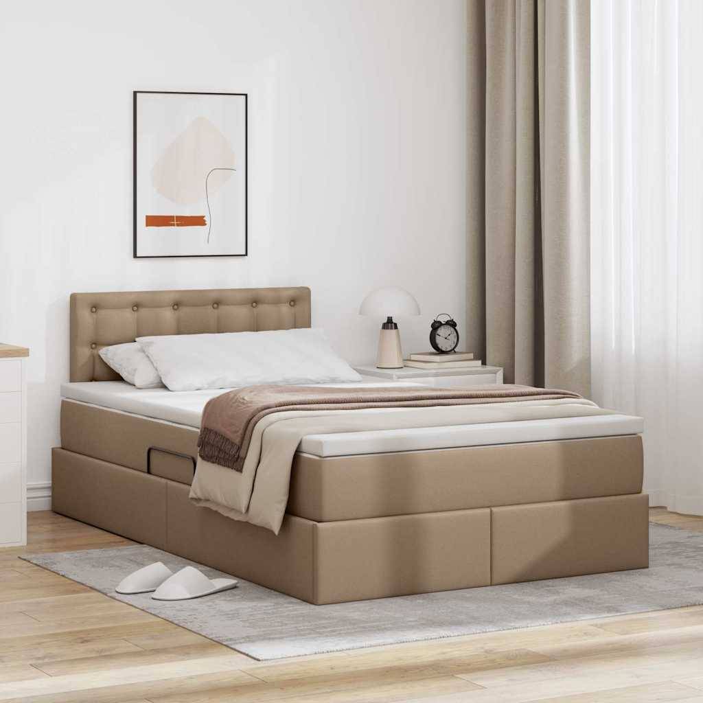 vidaXL Aufbewahrungsbett mit Matratze Cappuccino 120 x 200 cm
