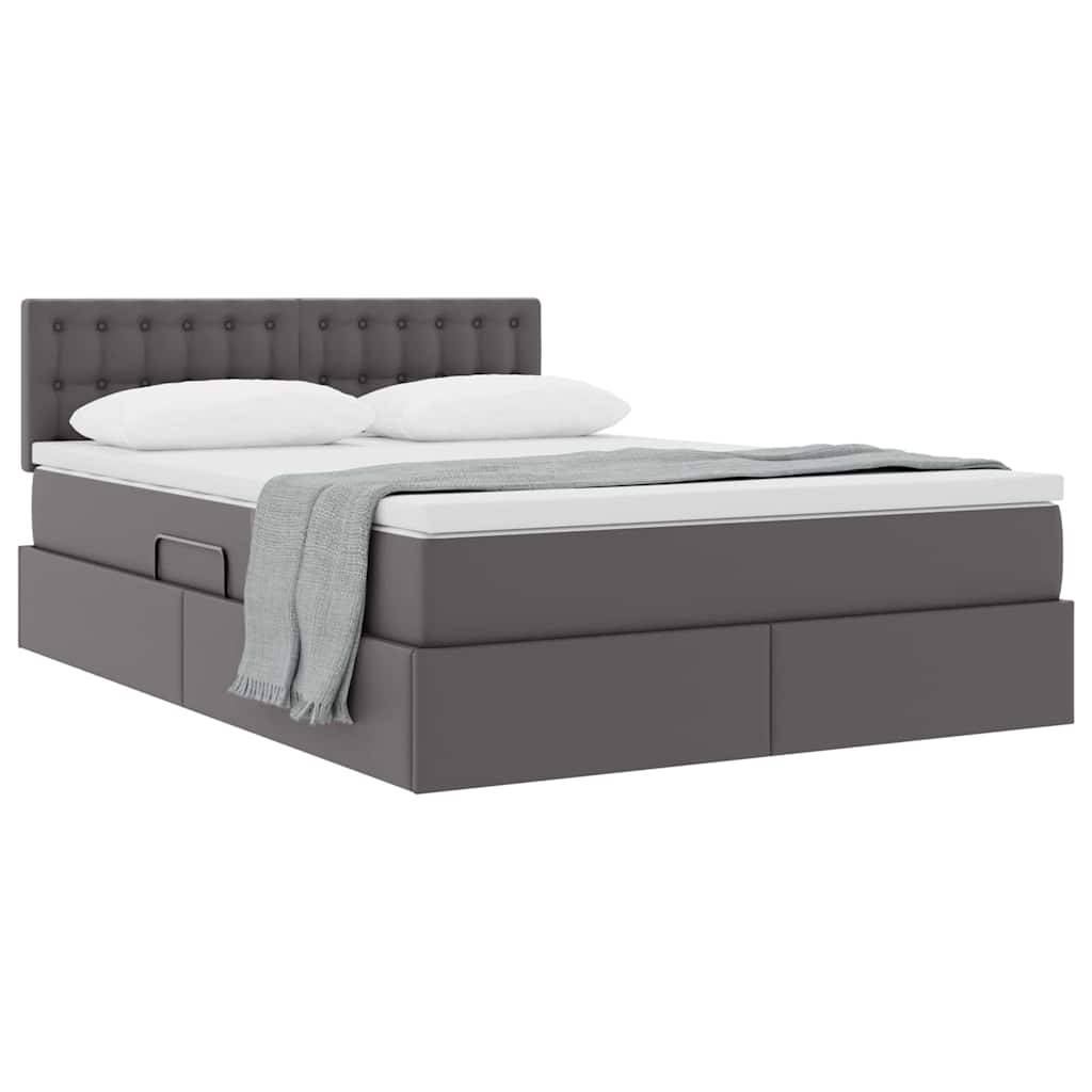 vidaXL Aufbewahrungsbett mit Matratze Grau 140 x 190 cm Kunstleder