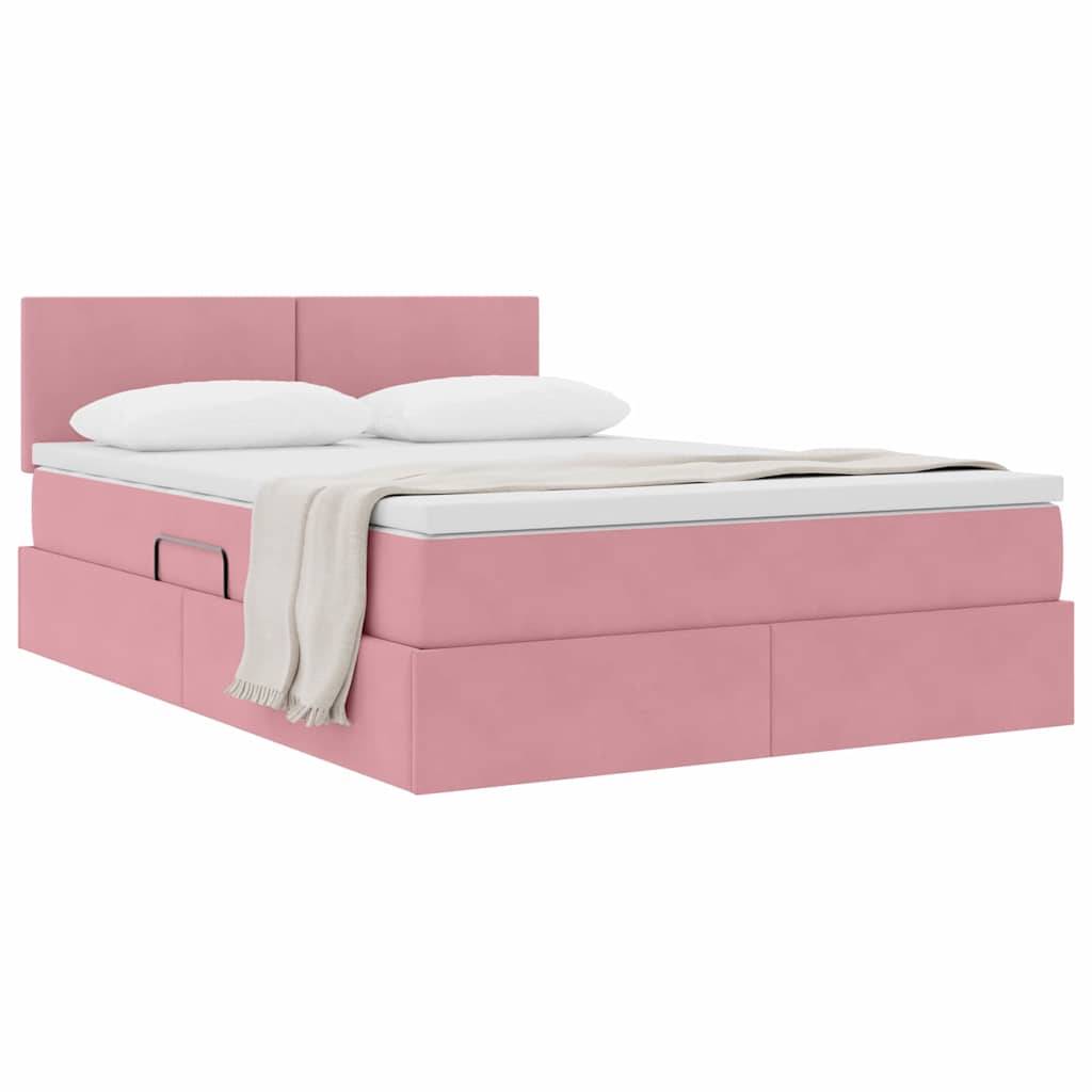 vidaXL Aufbewahrungsbett mit Matratze Rosa 140 x 200 cm Samt