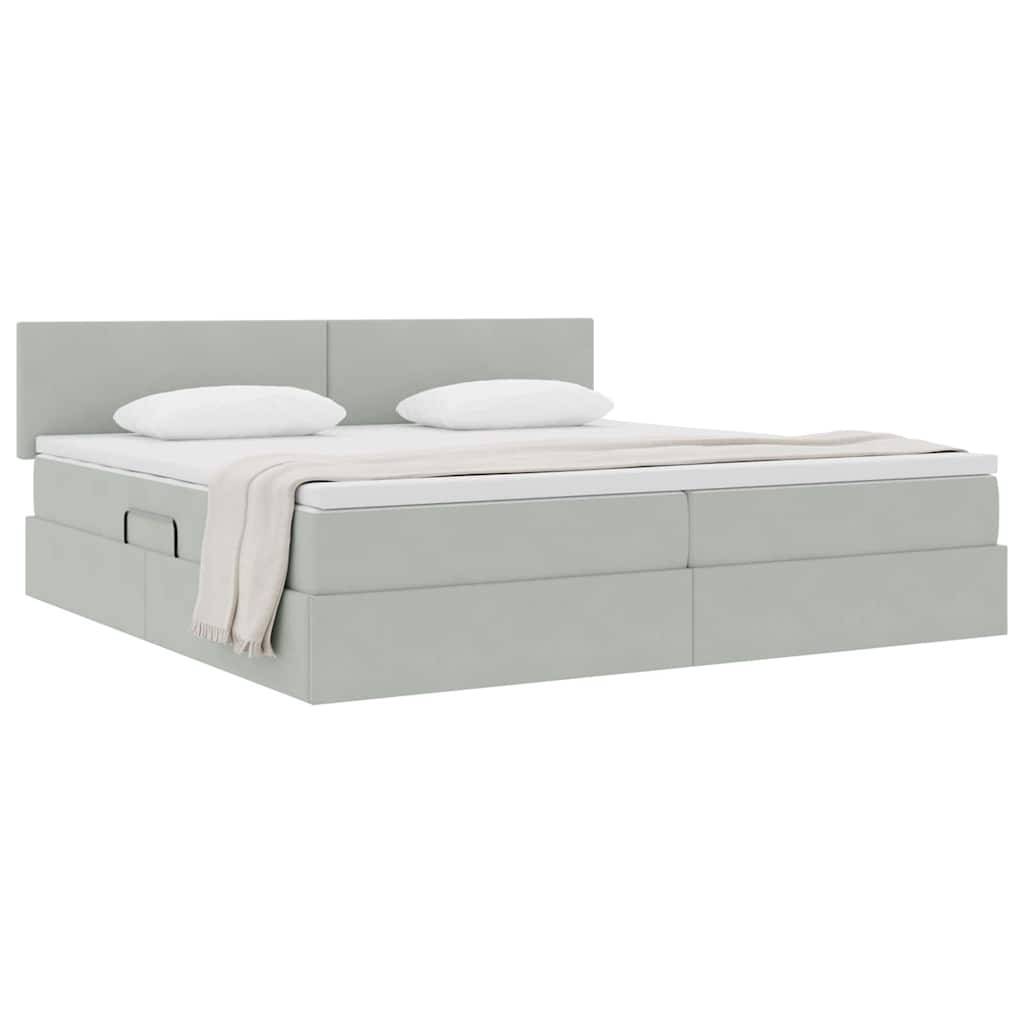 vidaXL Aufbewahrungsbett mit Kopfteil Hellgrau 200 x 200 cm Samt