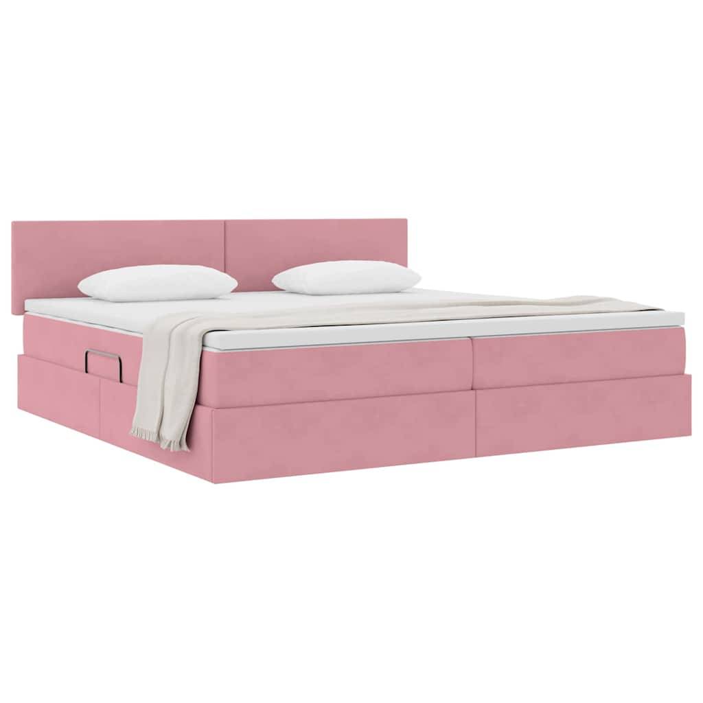 vidaXL Aufbewahrungsbett mit Matratze Rosa 200 x 200 cm Samt