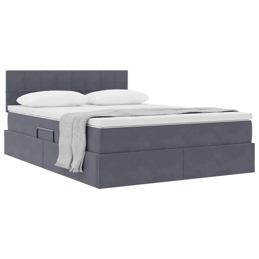 vidaXL Aufbewahrungsbett mit Matratze Dunkelgrau 140 x 190 cm Samt