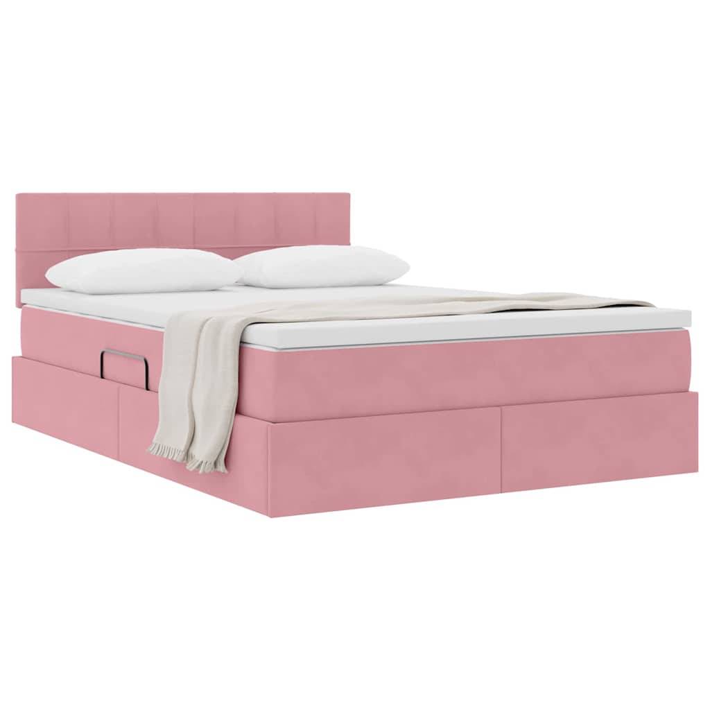 vidaXL Aufbewahrungsbett mit Matratze Rosa 140 x 200 cm Samt