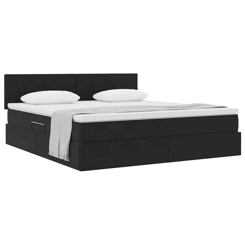 vidaXL Aufbewahrungsbett mit Matratze Schwarz 160 x 200 cm Samt