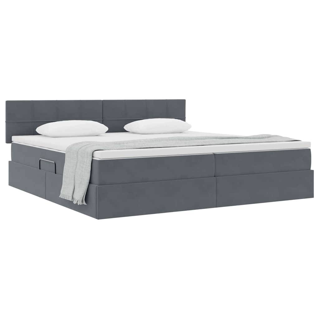 vidaXL Aufbewahrungsbett mit Matratze Dunkelgrau 200 x 200 cm Samt