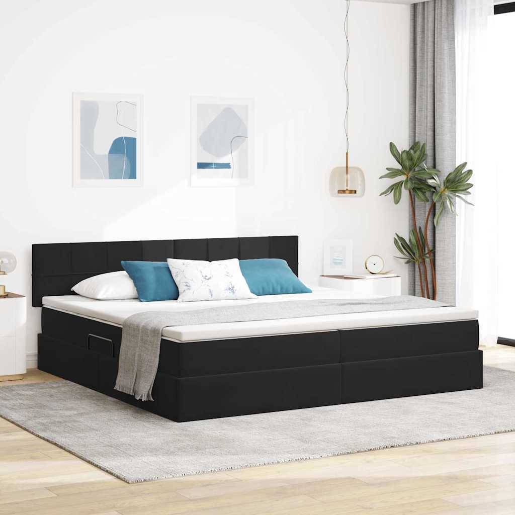 vidaXL Aufbewahrungsbett mit Matratze Schwarz 200 x 200 cm Samt