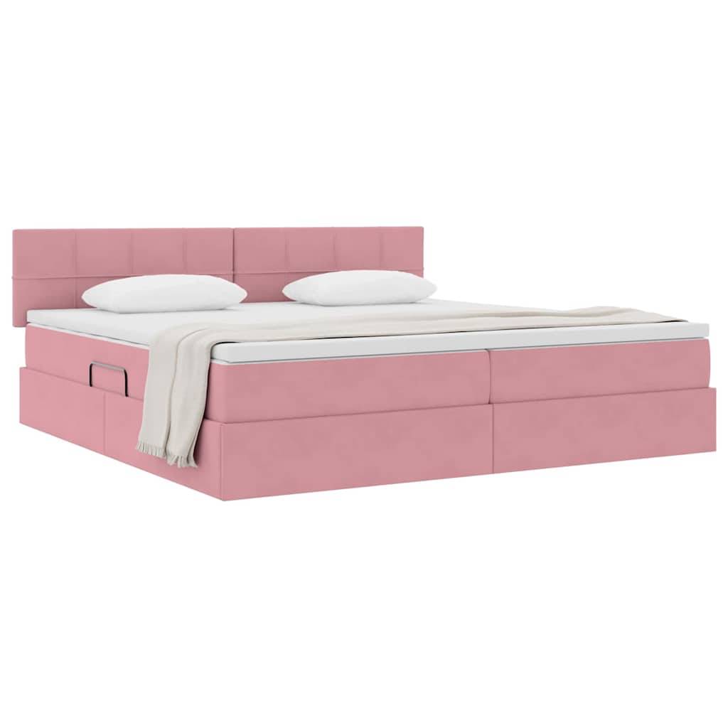 vidaXL Aufbewahrungsbett mit Matratze Rosa 200 x 200 cm Samt