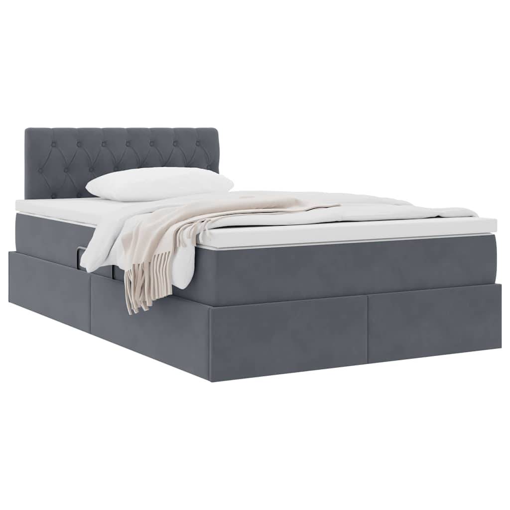 vidaXL Aufbewahrungsbett mit Matratze Dunkelgrau 120 x 200 cm Samt