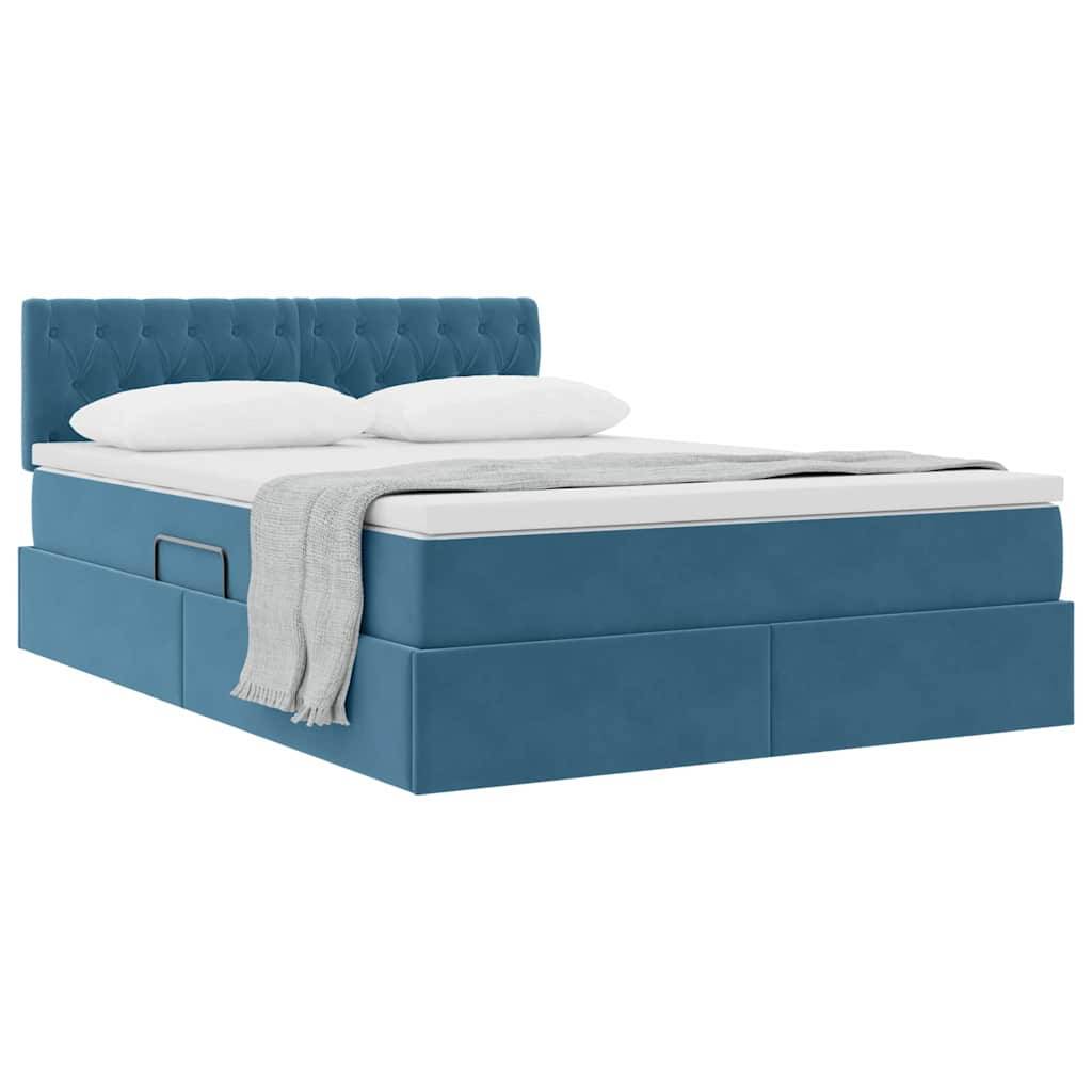 vidaXL Aufbewahrungsbett mit Matratze Dunkelblau 140 x 200 cm Samt