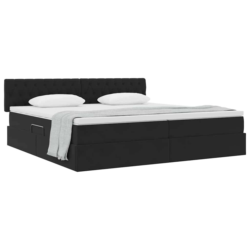 vidaXL Aufbewahrungsbett mit Matratze Schwarz 200 x 200 cm Samt