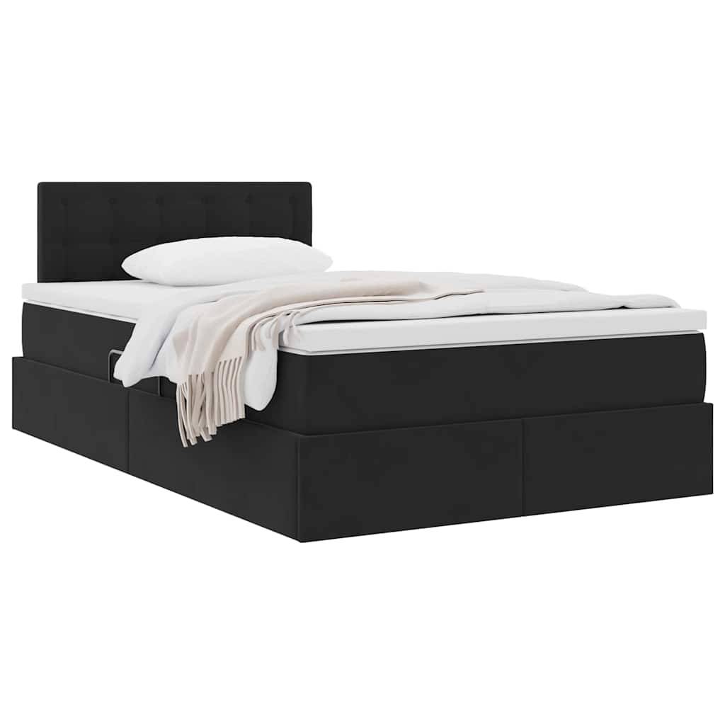 vidaXL Aufbewahrungsbett mit Matratze Schwarz 120 x 200 cm Samt