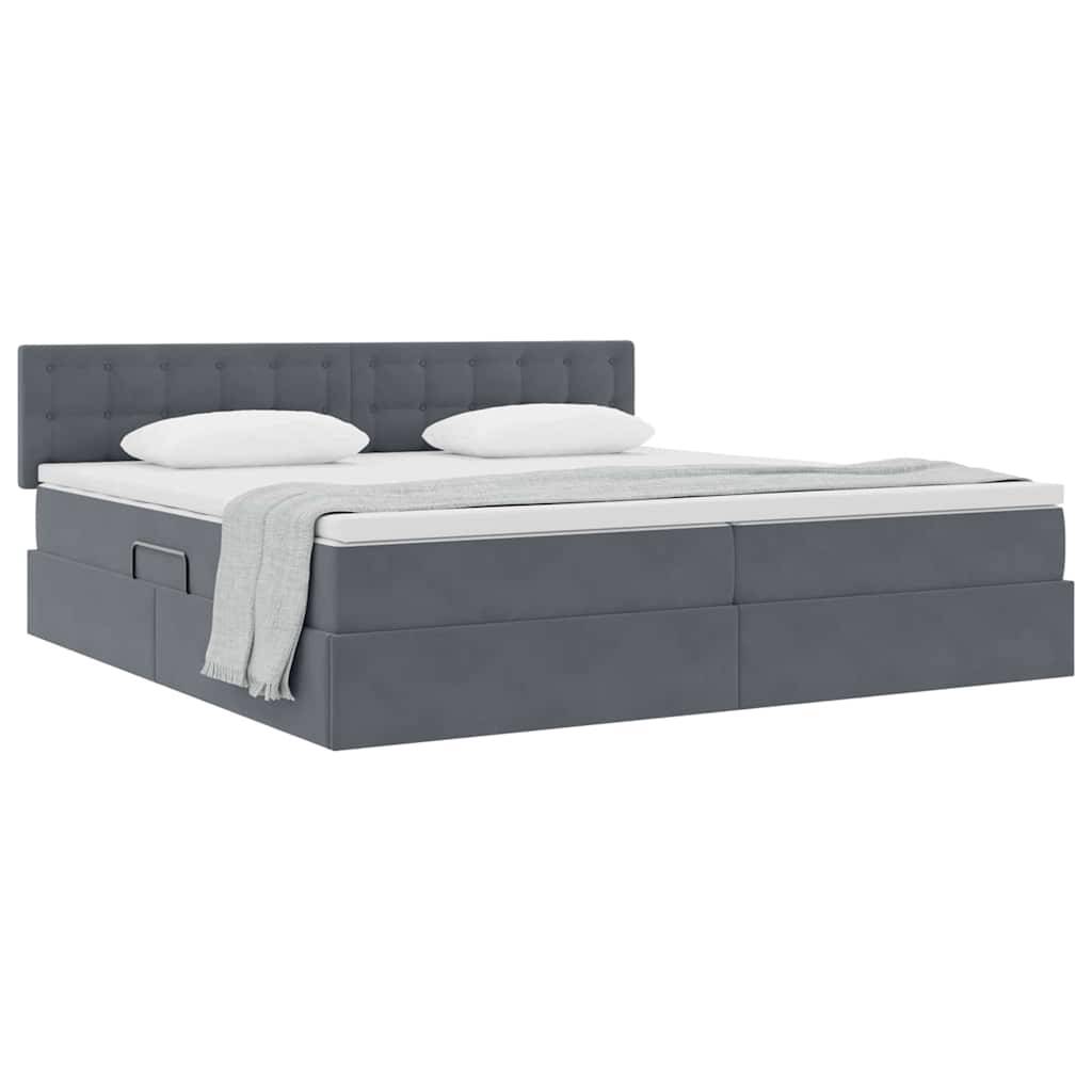 vidaXL Aufbewahrungsbett mit Matratze Dunkelgrau 200 x 200 cm Samt