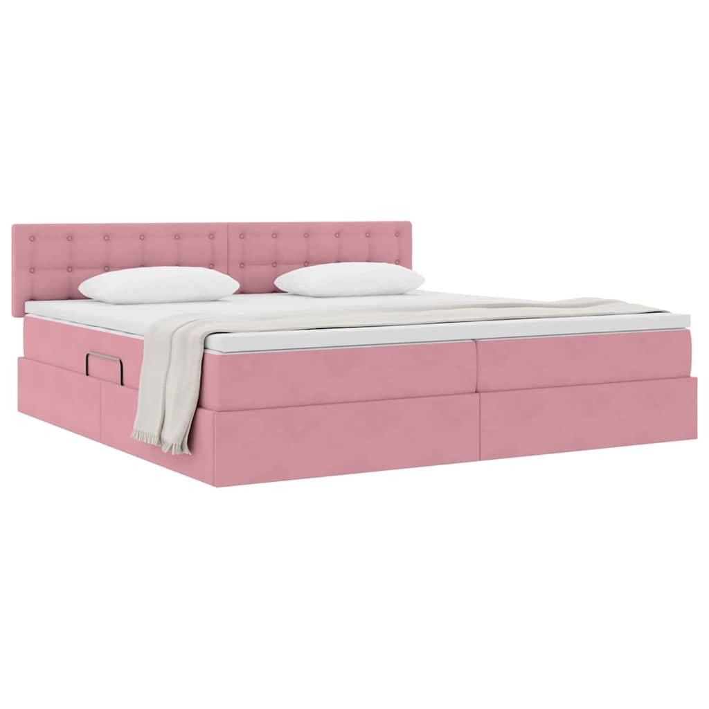 vidaXL Aufbewahrungsbett mit Matratze Rosa 200 x 200 cm Samt