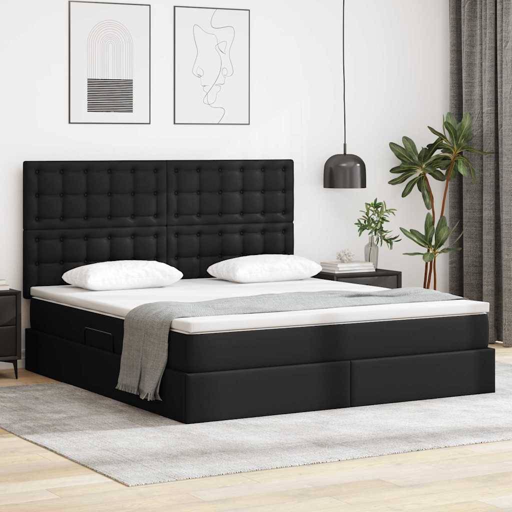 vidaXL Aufbewahrungsbett mit Kopfteil Schwarz 180 x 200 cm Kunstleder