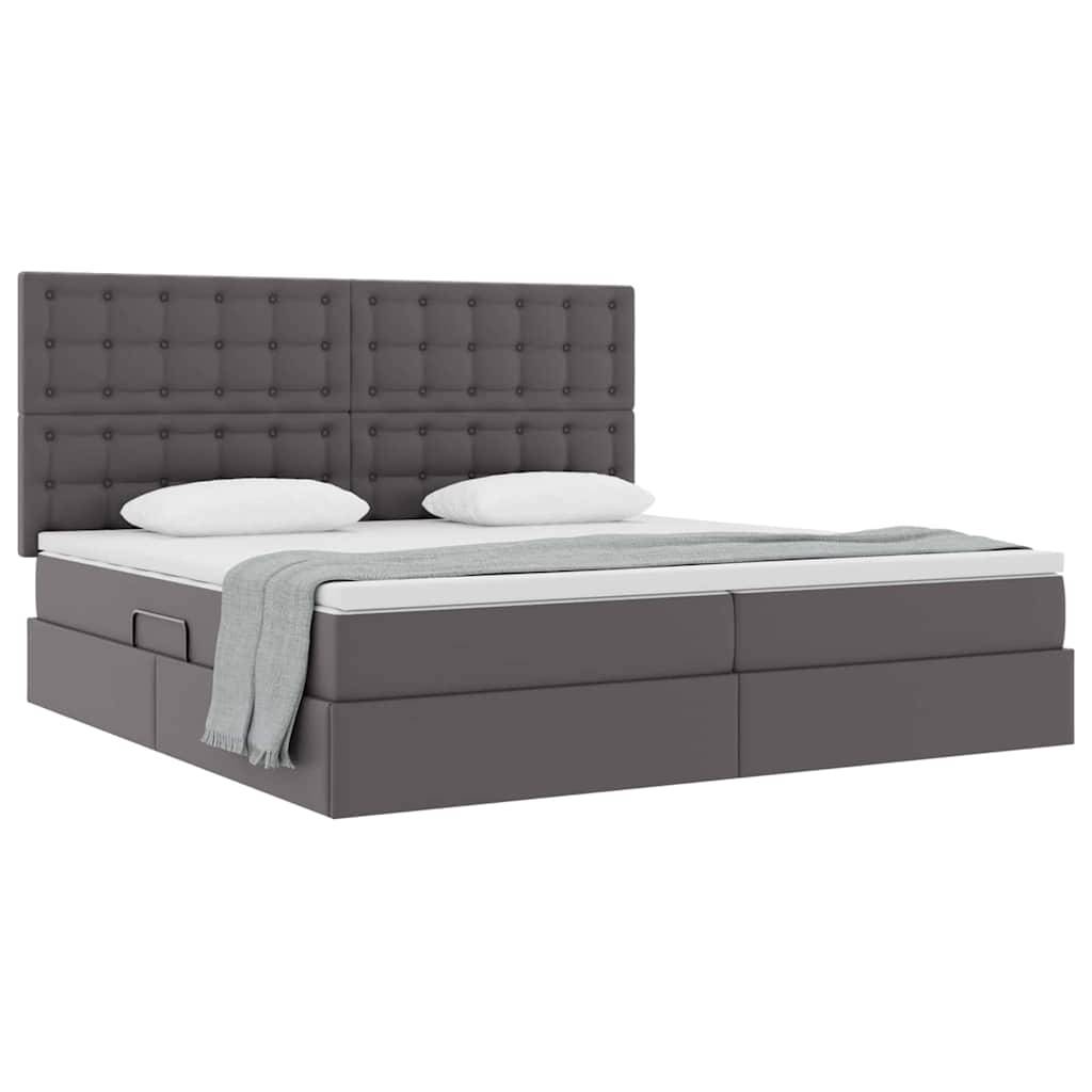 vidaXL Aufbewahrungsbett mit Kopfteil Grau 200 x 200 cm Kunstleder