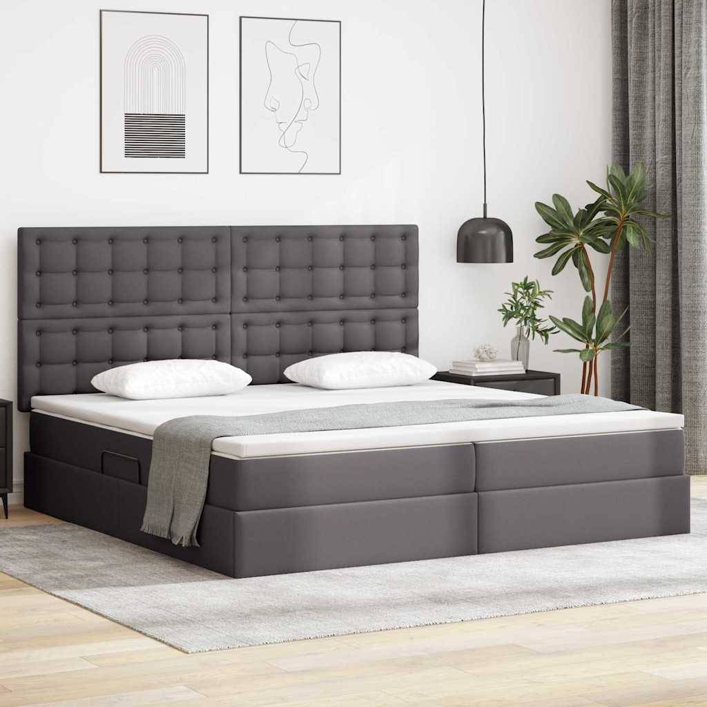 vidaXL Aufbewahrungsbett mit Kopfteil Grau 200 x 200 cm Kunstleder