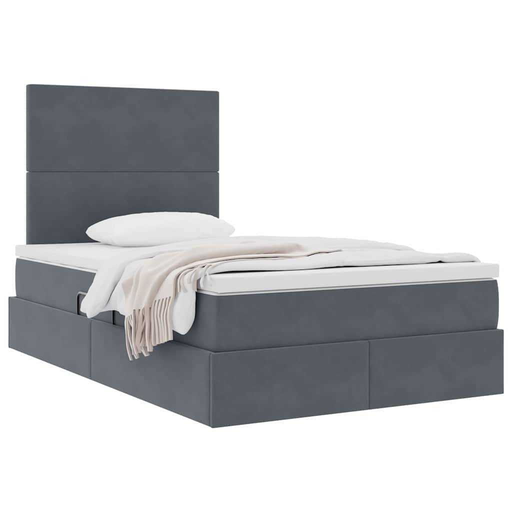 vidaXL Aufbewahrungsbett mit Matratze Dunkelgrau 120 x 200 cm Samt