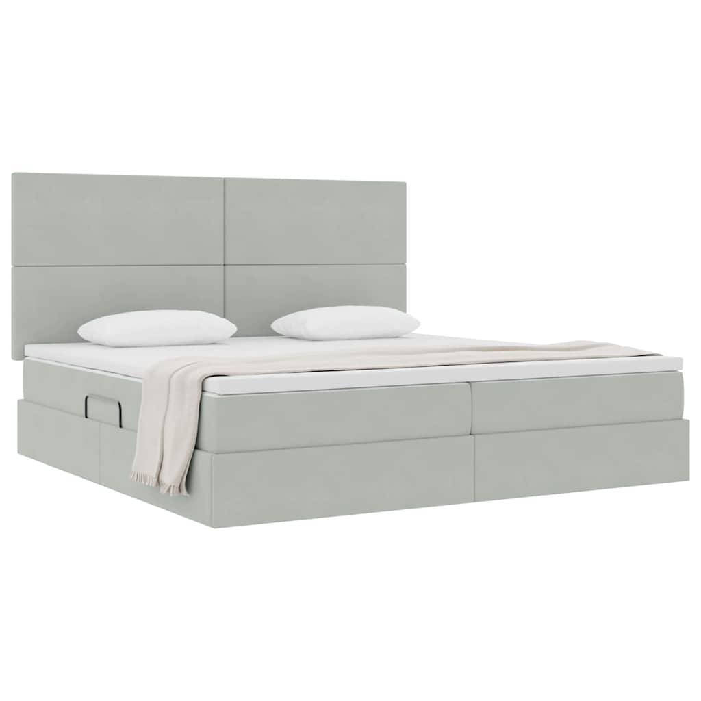 vidaXL Aufbewahrungsbett mit Matratze Hellgrau 200 x 200 cm Samt