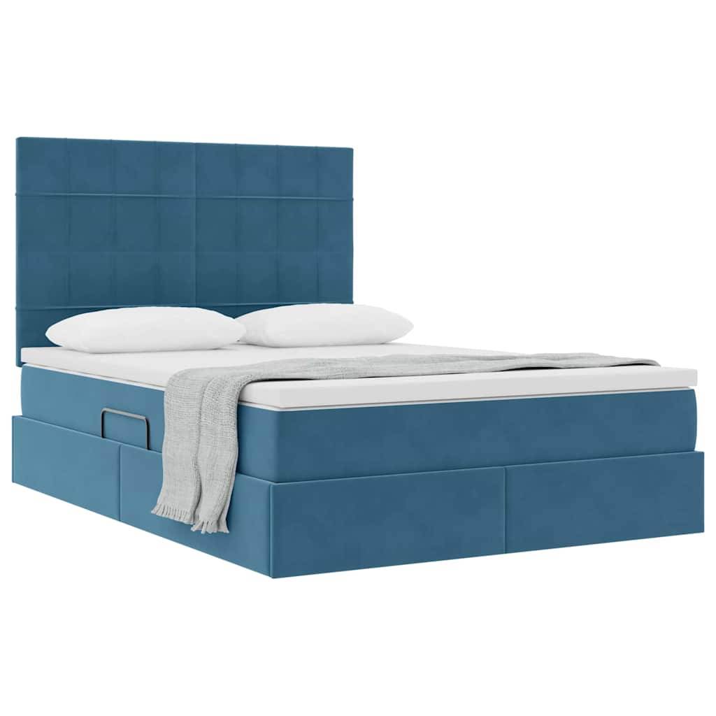 vidaXL Aufbewahrungsbett mit Matratze Dunkelblau 140 x 200 cm Samt