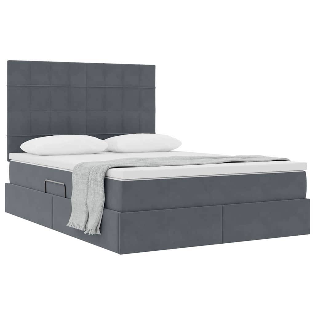 vidaXL Aufbewahrungsbett mit Matratze Dunkelgrau 140 x 200 cm Samt