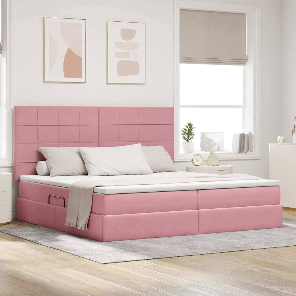vidaXL Aufbewahrungsbett mit Matratze Rosa 200 x 200 cm Samt