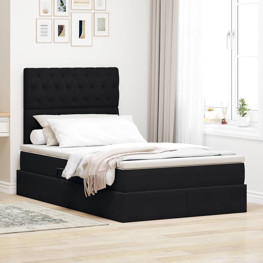 vidaXL Aufbewahrungsbett mit Matratze Schwarz 120 x 200 cm Samt