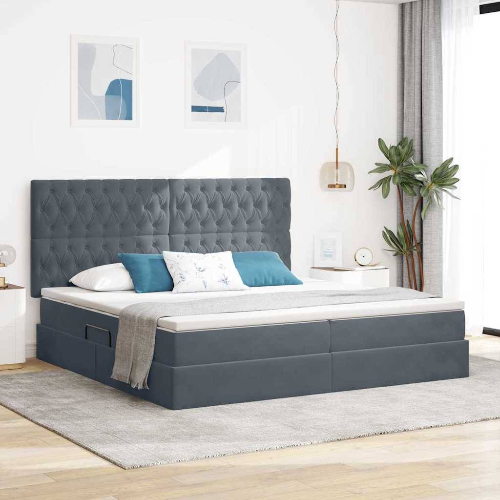 vidaXL Aufbewahrungsbett mit Matratze Dunkelgrau 200 x 200 cm Samt