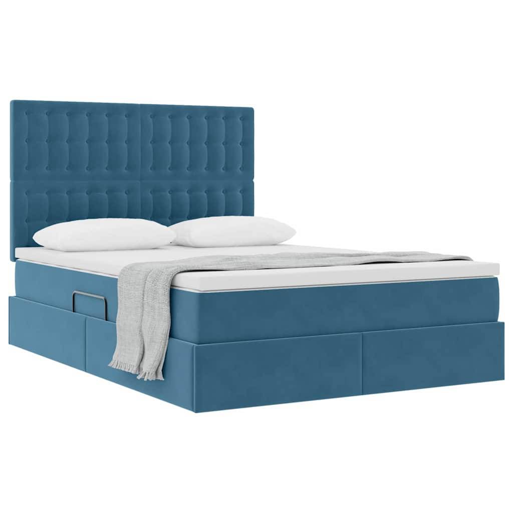 vidaXL Aufbewahrungsbett mit Matratze Dunkelblau 140 x 200 cm Samt