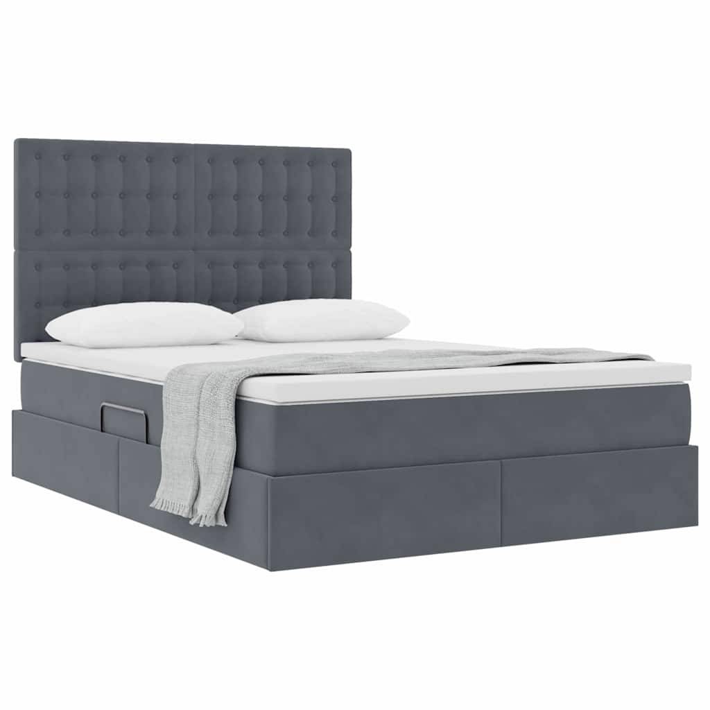 vidaXL Aufbewahrungsbett mit Matratze Dunkelgrau 140 x 190 cm Samt