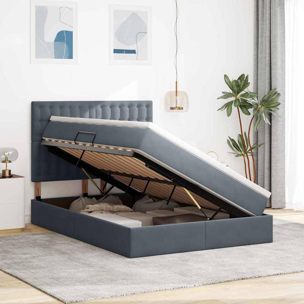vidaXL Aufbewahrungsbett mit Matratze Dunkelgrau 140 x 190 cm Samt