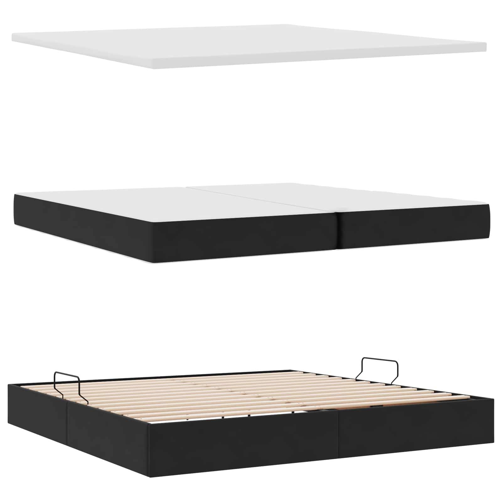 vidaXL Aufbewahrungsbett mit Matratze Schwarz 200 x 200 cm Samt