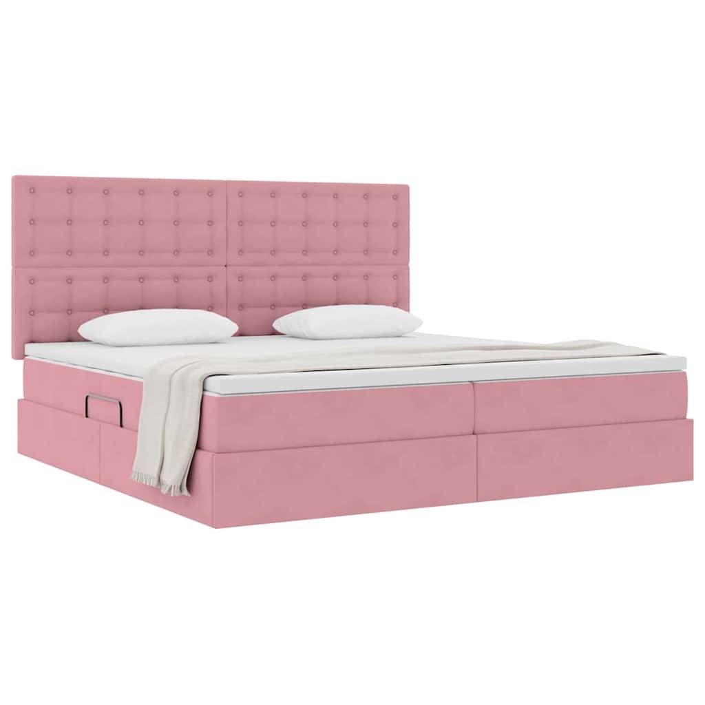 vidaXL Aufbewahrungsbett mit Matratze Rosa 200 x 200 cm Samt
