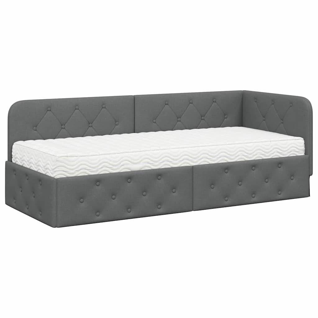 vidaXL Eckbettgestell Dunkelgrau 80 x 200 cm Stoff
