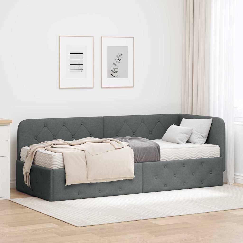 vidaXL Eckbettgestell Dunkelgrau 80 x 200 cm Stoff