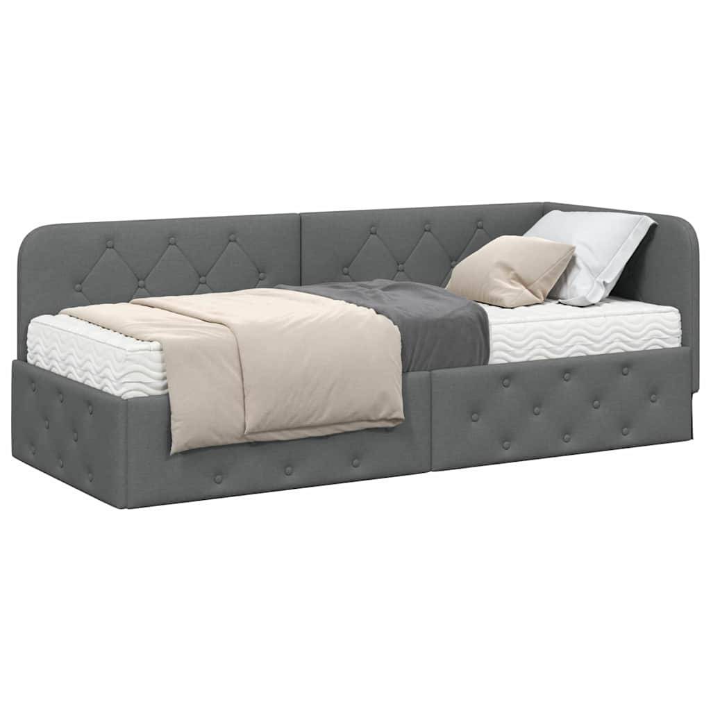 vidaXL Eckbettgestell Dunkelgrau 80 x 200 cm Stoff