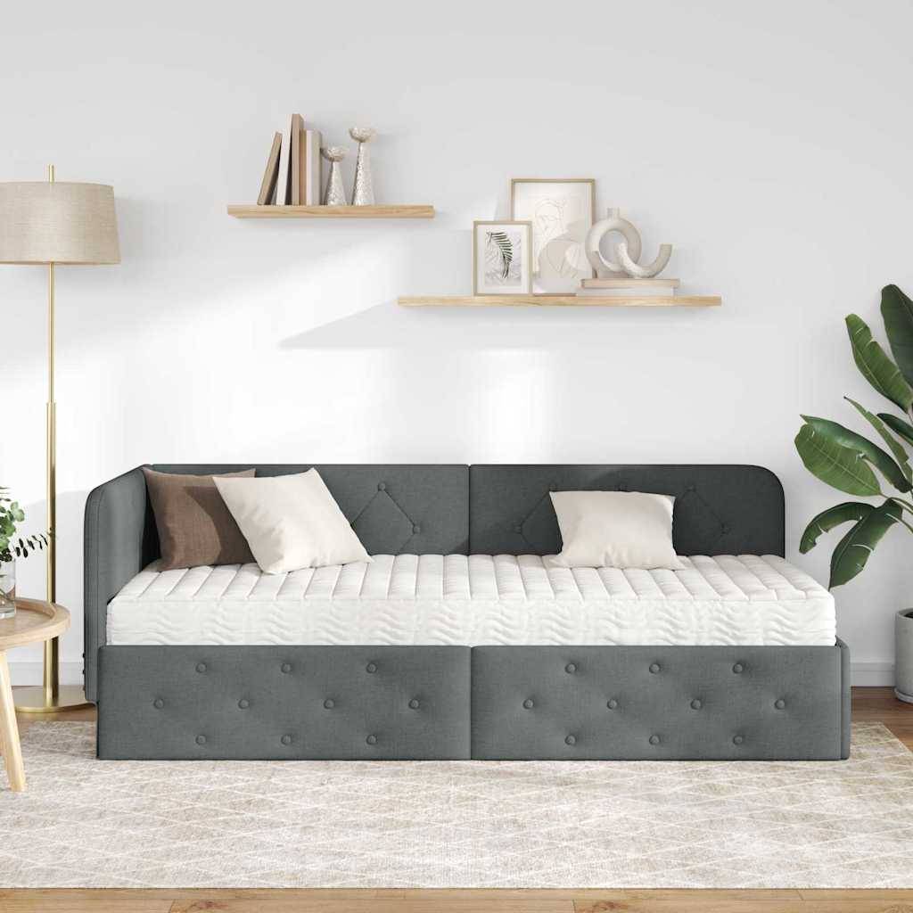 vidaXL Eckbettgestell Dunkelgrau 80 x 200 cm Stoff