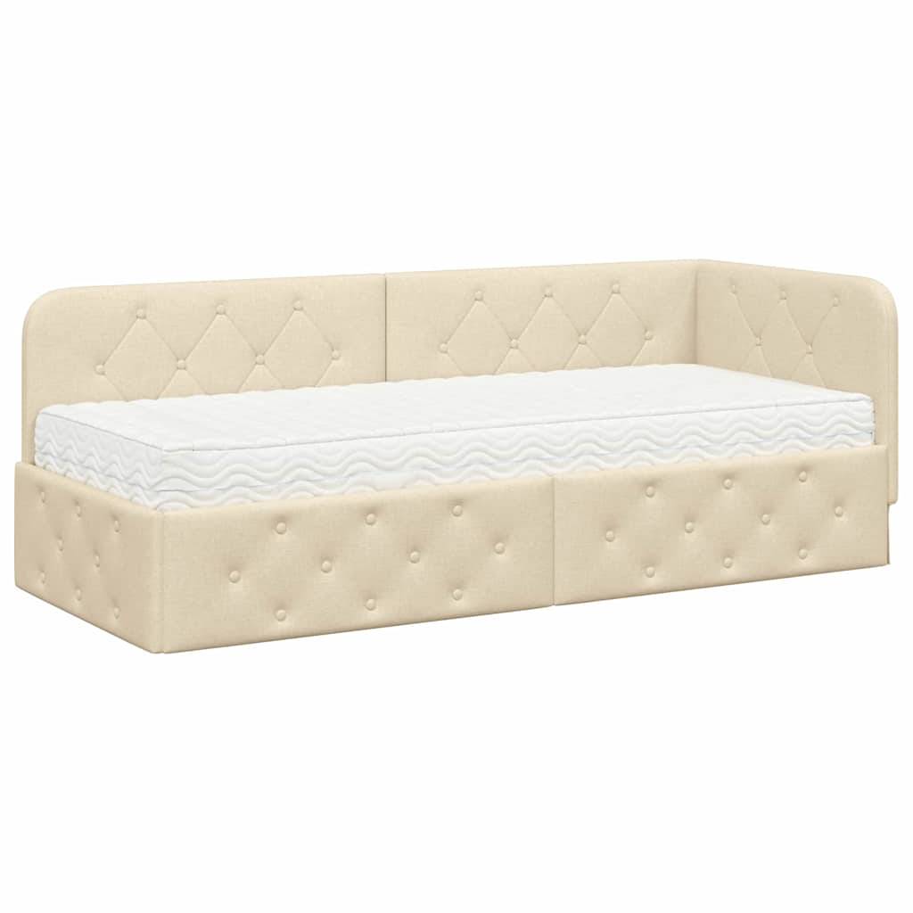 vidaXL Eckbettgestell Creme 80 x 200 cm Stoff