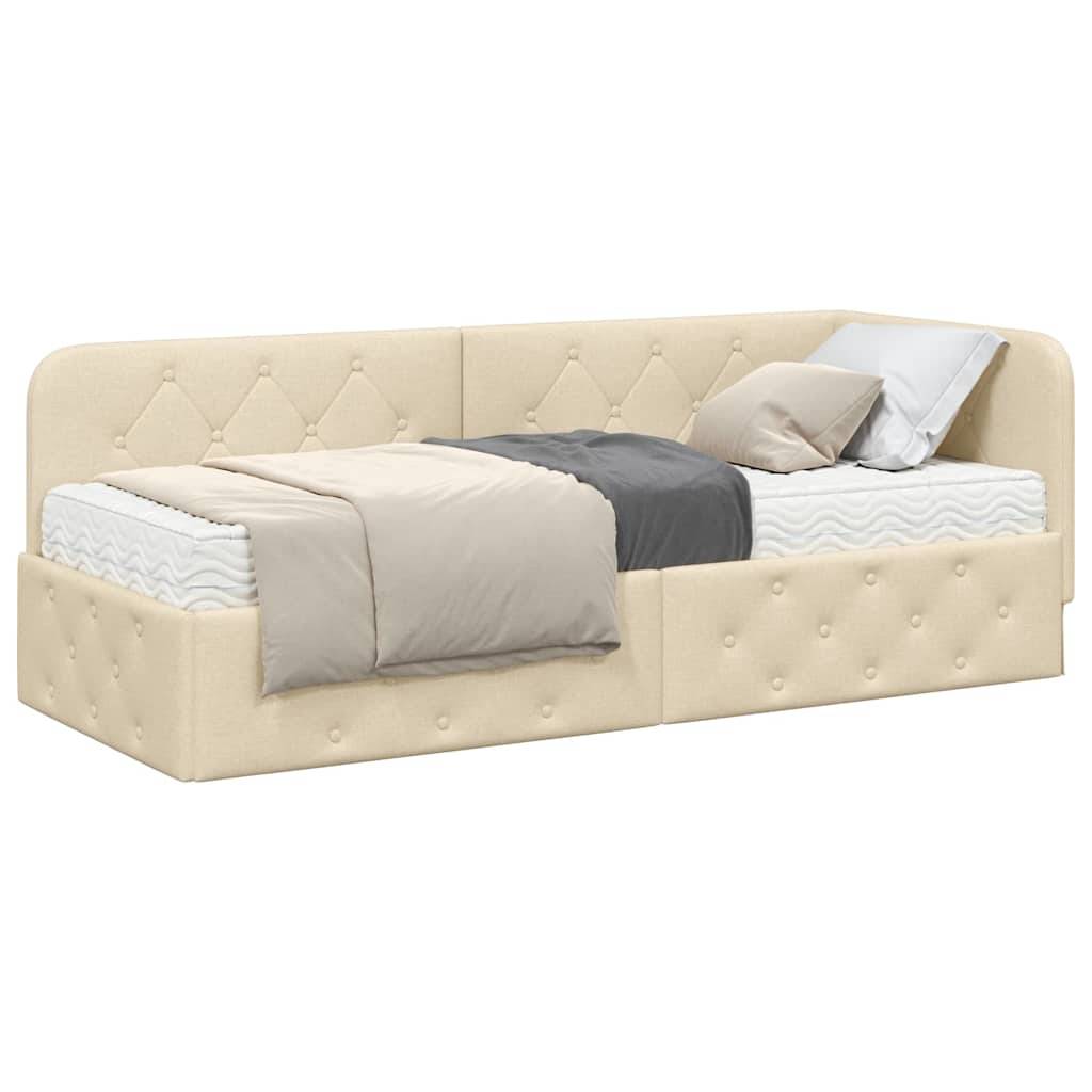 vidaXL Eckbettgestell Creme 80 x 200 cm Stoff