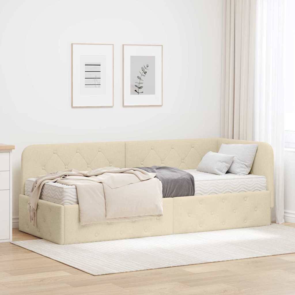 vidaXL Eckbettgestell Creme 80 x 200 cm Stoff