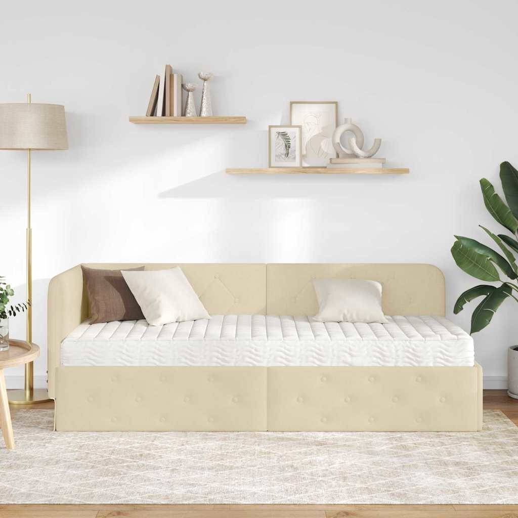 vidaXL Eckbettgestell Creme 80 x 200 cm Stoff