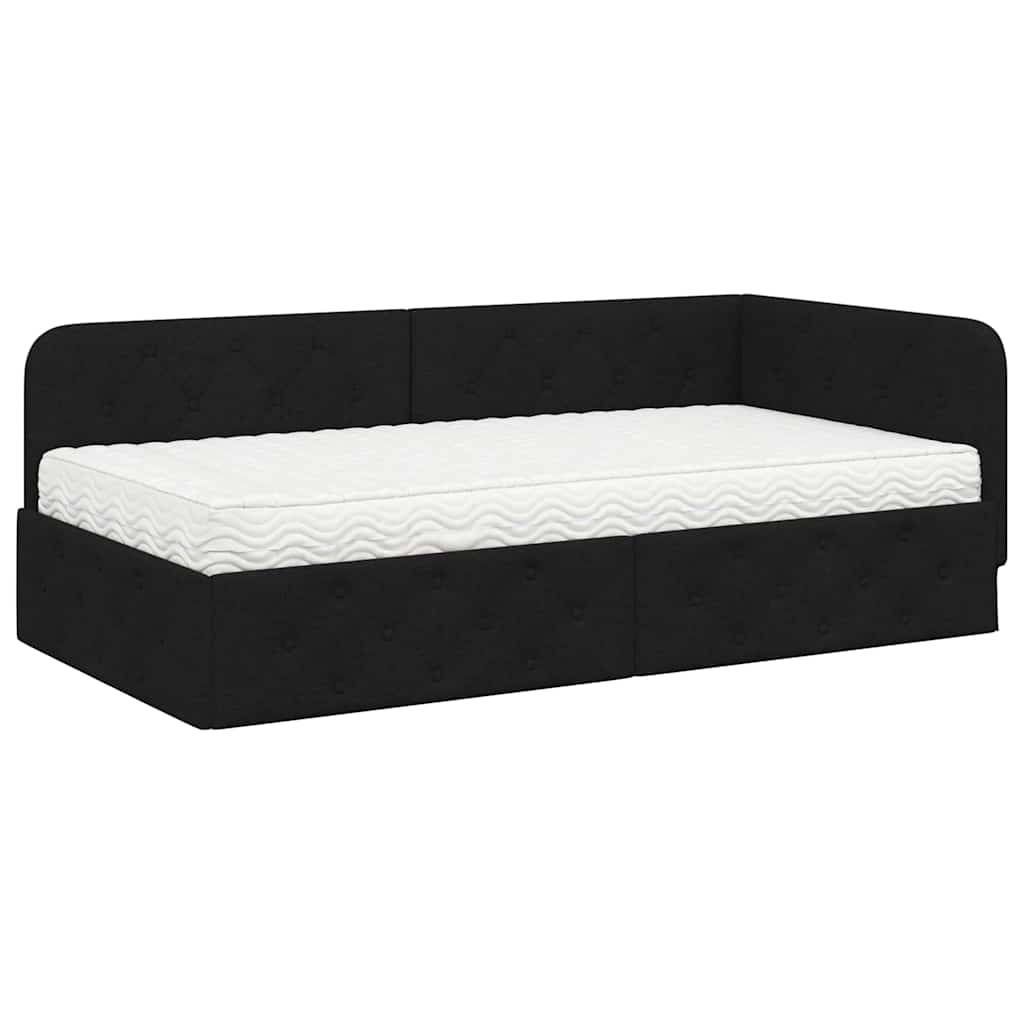 vidaXL Eckbettgestell Schwarz 90 x 190 cm Stoff