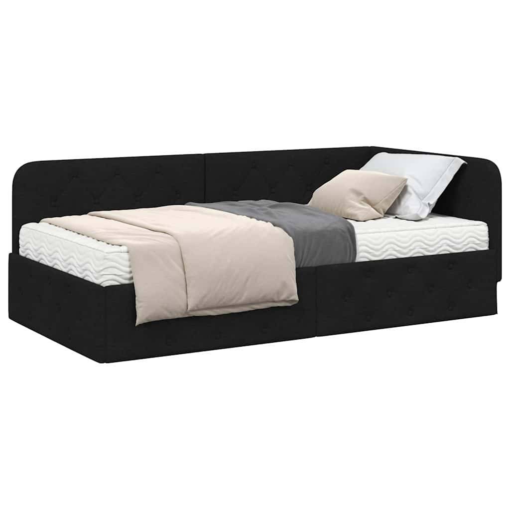 vidaXL Eckbettgestell Schwarz 90 x 190 cm Stoff