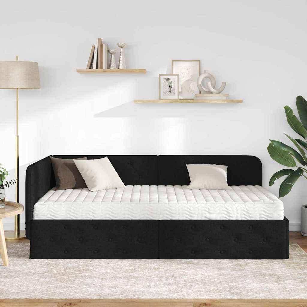 vidaXL Eckbettgestell Schwarz 90 x 190 cm Stoff