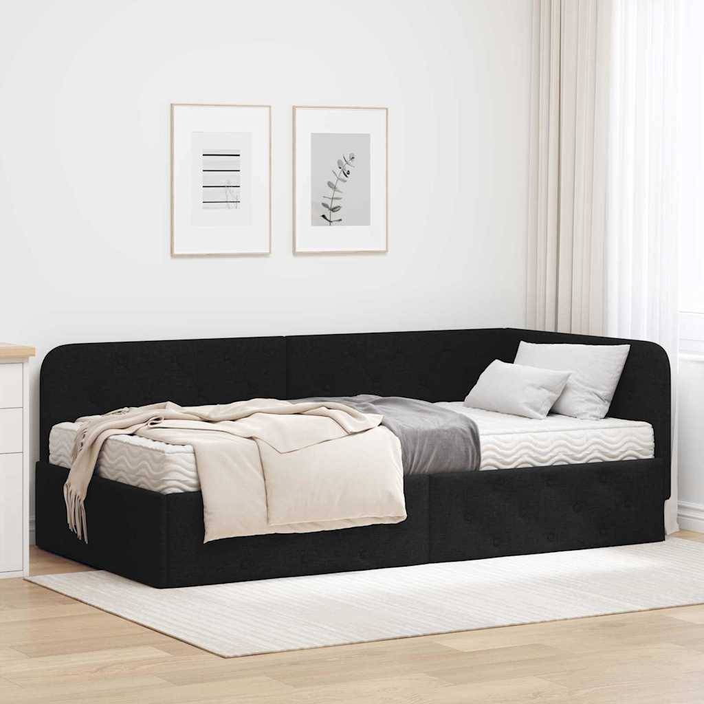 vidaXL Eckbettgestell Schwarz 90 x 190 cm Stoff