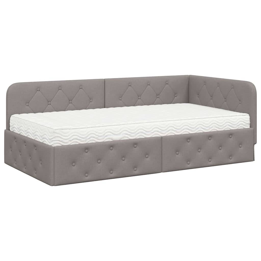 vidaXL Eckbettgestell Taupe 100 x 200 cm Stoff