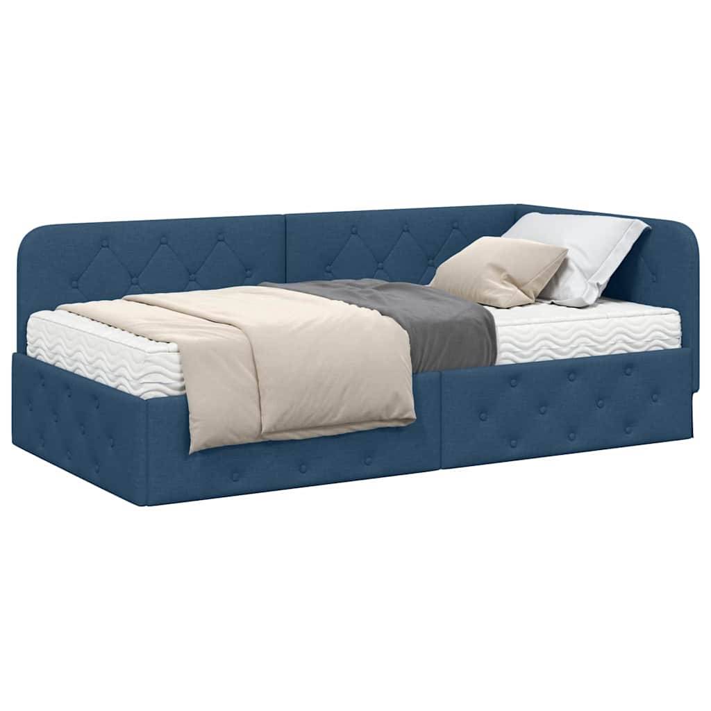 vidaXL Eckbettgestell Blau 100 x 200 cm Stoff