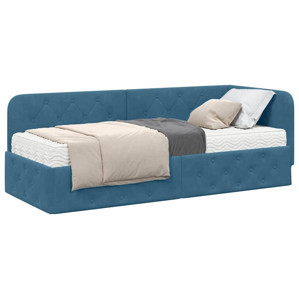 vidaXL Eckbettgestell Blau 80 x 200 cm Samt