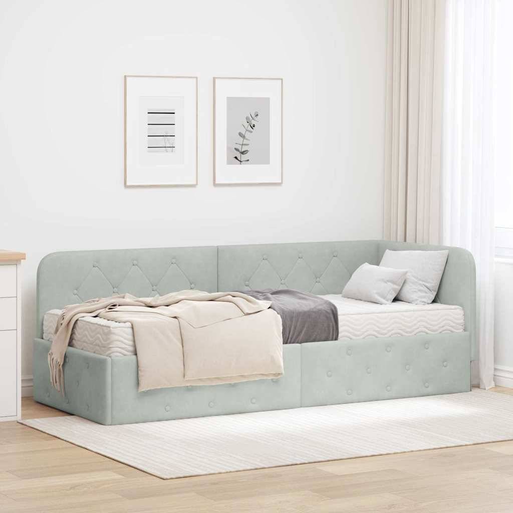 vidaXL Eckbettgestell Hellgrau 80 x 200 cm Samt