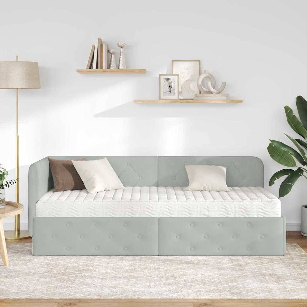 vidaXL Eckbettgestell Hellgrau 80 x 200 cm Samt