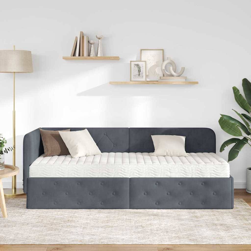 vidaXL Eckbettgestell Dunkelgrau 80 x 200 cm Samt